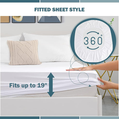 Twin Waterproof Mattress Protector Deep Pocket Cover, 2 Pack Soft Breathable Fitted Noiseless Stretch to 19"