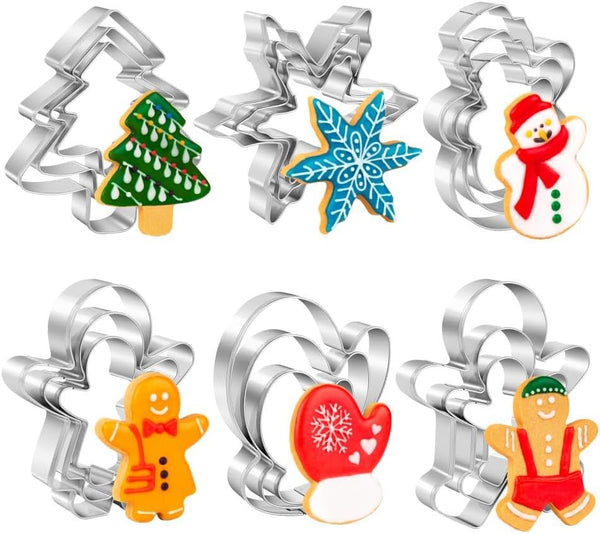 Christmas Cookie Cutter Set: 18 Piece Stainless Steel Shapes for Baking - Christmas Tree, Snowflake, Gingerbread