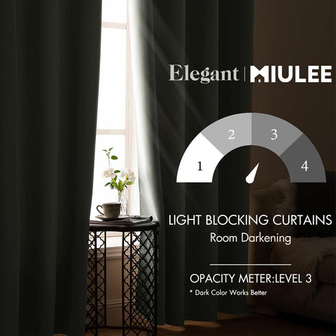 MIULEE Blackout Curtains Set of 2, 52 x 90 Inches, Sage Green, Thermal Insulated Room Darkening Drapery for Bedroom