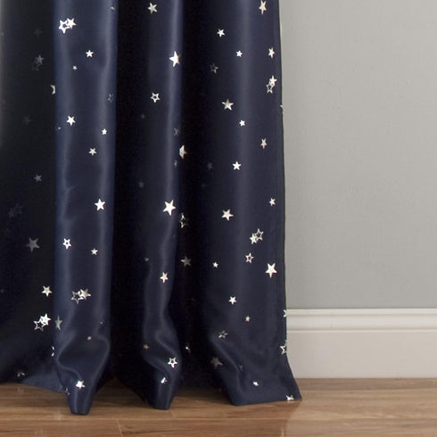 52" 108" Lush Decor Star Blackout Window Curtain Panels Pair W x L Navy - Blackout Curtains for Bedroom - Dark Blue