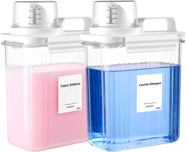 64OZ Liquid Laundry Detergent Dispenser, Laundry Soap Dispenser, Clear Plastic Fabric Softener