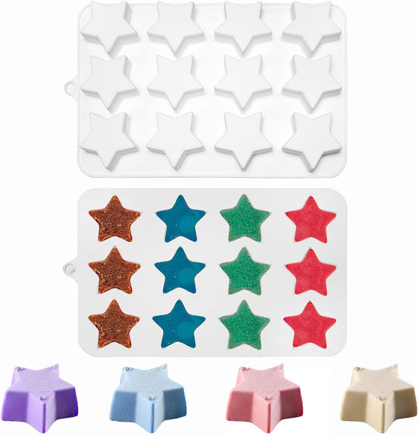 Star Chocolate Mold 2 Pack, Candy Silicone Molds, Star Shape Gummy Molds, Jello Molds, Cookie Molds for Baking (2pcs)