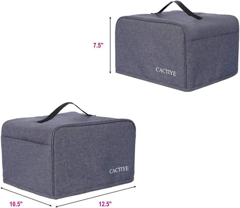 toaster Dust Cover with Pockets Compatible with Cuisinart 2 Slice Toaster, Can Hold Jam Spreader Knife & Toaster Tongs, Dust and Fingerprint Protection (11.5 * 7 * 7.5, gray)