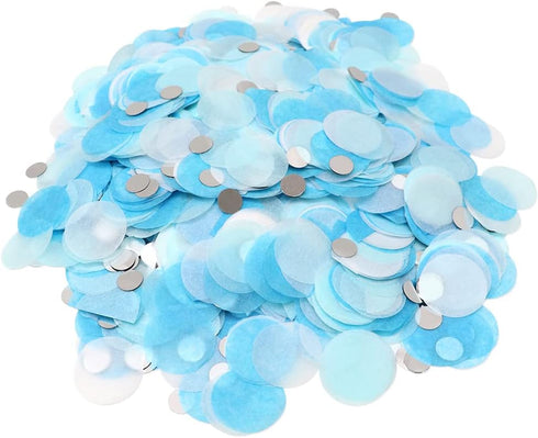 VCOSTORE 5000 Pieces Tissue Paper Confetti Circles, 1 Inch Round Dots for Birthday Wedding Party Decoration, Blue &