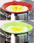 AUANDYU 2-in-1 Spill Stopper Lid Cover and Boil Over Safeguard, Silicone Kitchen Tool (Green and Red)