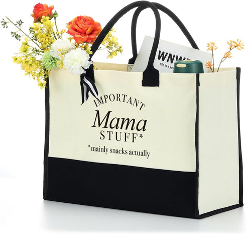 HODREU Gigi Mimi Grandma Nana Granny Mama Weekend Tote Bag for Women Personalized Waterproof Canvas Bag