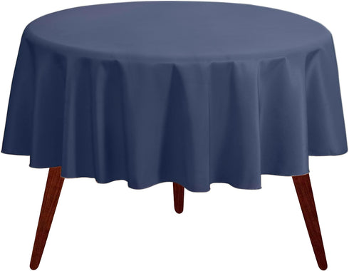 Gee Di Moda 120 Inch Navy Blue Round Tablecloth for 60 to 96 Inch Tables - Heavy Duty Washable Fabric for Buffet,