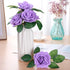 Artificial Flowers 25pcs Purple Foam Fake Roses with Stems for DIY Wedding Bouquets, White Bridal Shower Centerpieces,