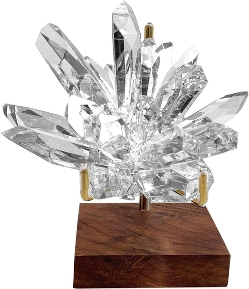 Adjustable Brass Crystal Display Stand with Walnut Base Mineral Specimens Display Stand Rock Display Easel Metal Display Holder for Stones Geodes Fossils Spheres Agate Slices L/Tripod