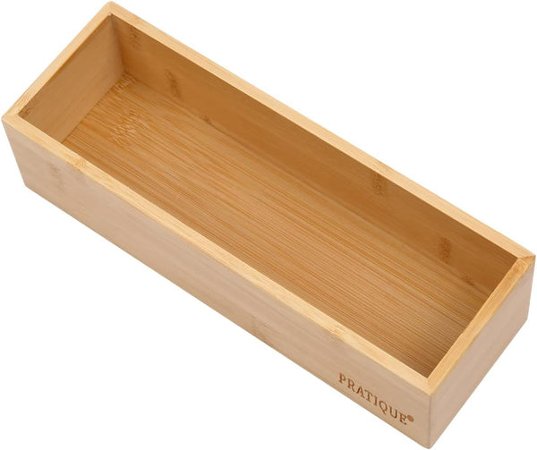 Bamboo Drawer Organizer, Kitchen Utensil Tray, Cutlery Holder, Office Desk Supplies (8.9x3x2.6 inch)