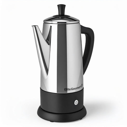 Elite Gourmet 12-Cup Electric Coffee Percolator, Dishwasher Safe Stainless-Steel Filter, Lid &