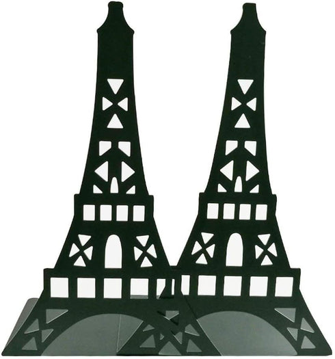 One Pair Creative Paris Eiffel Tower Book Organizer, Metal Bookends for Kids School Library Decoration (Black)