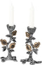 Zion Judaica Artistic Candlestick Set, Antique Looking Candle Holder with Pomegranates in Silver and Gold