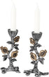 Zion Judaica Artistic Candlestick Set, Antique Looking Candle Holder with Pomegranates in Silver and Gold