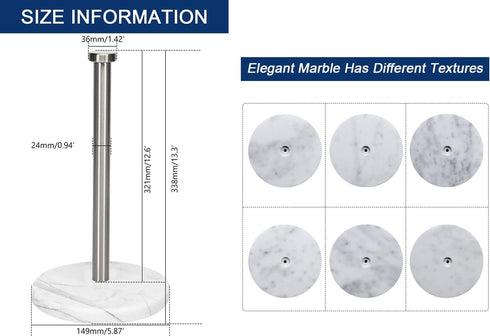 NearMoon Standing Paper Towel Holder, Kitchen Roll Holder for Bathroom Countertop, Standard or Jumbo-Sized (Marble Base)
