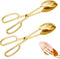 2 Pieces Stainless Steel Buffet Salad Tongs, Food Scissor Tongs for Kitchen Serving and Cooking (Gold)