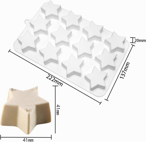 Star Chocolate Mold 2 Pack, Candy Silicone Molds, Star Shape Gummy Molds, Jello Molds, Cookie Molds for Baking (2pcs)