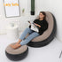iayokocc Inflatable Lounge Chair for Adults, Folding Portable Lazy Sofa with Foot Stool Lazy Flocking Recliner Chair