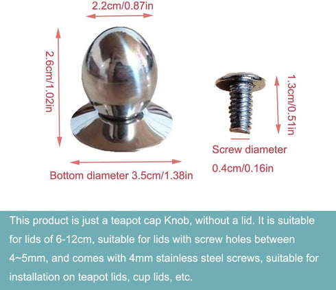 2 Pack Glass Teapot Replacement Knob Stovetop Tea Kettle Lid Knobs for Tea Cup Cover Button Olive Shape Handle Top Cap Water Cups Covers Top Bead Accessories Lids with Screw by NentMent
