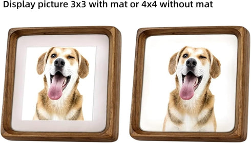 4x4 3x3 4x4,Square Natural Picture Frame Wood with Mat for Pictures or Wall Photo Frames Made of Solid Walnut Wood