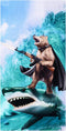 LIVILAN Funny Shark Bear Beach Towel, 30" x 60" Oversized Microfiber, Quick Dry for Bath and Pool