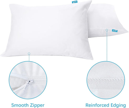 Toddler Pillowcase 4 Pack, Waterproof Zippered Pillow Protector for Toddler Pillow 13"x18" & 14"x19" (White)