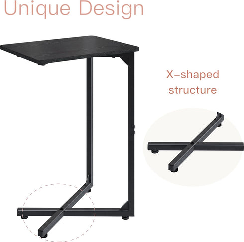 NEFROM Set 2, ET-X-BK2 C-Shaped End Tables, Sofa TV Trays of Small Couch Side Table for Living Room, Bedroom, Bedside