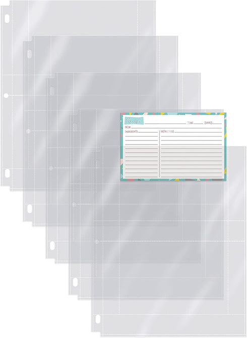 Better Kitchen Products Recipe Card Protective Sheets for 4" x 6" Cards, 50 Pack, Heavyweight, Fits Standard Binder