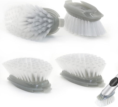 Brush Refills for OXO Dish Brush, 4 Pack, Soap Dispensing Head Replacement for Scrubber (Grey)
