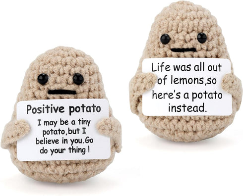 TOYMIS 2pcs Mini Funny Positive Life Potato, 3inch Interesting Knitted Wool Potato Doll