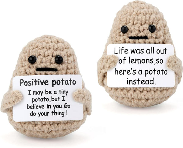 TOYMIS 2pcs Mini Funny Positive Life Potato, 3inch Interesting Knitted Wool Potato Doll