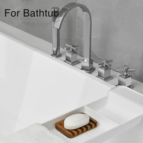 SUBEKYU Wooden Soap Dishes for Bathroom, Bar Soap Holder with Self Draining Tray, Natural Waterfall Drain Soap Saver