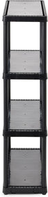 Gracious Living 4 Shelf Fixed Height Solid Light Duty Storage Unit, 12 x 24 x 48" for Home, Garage, Black