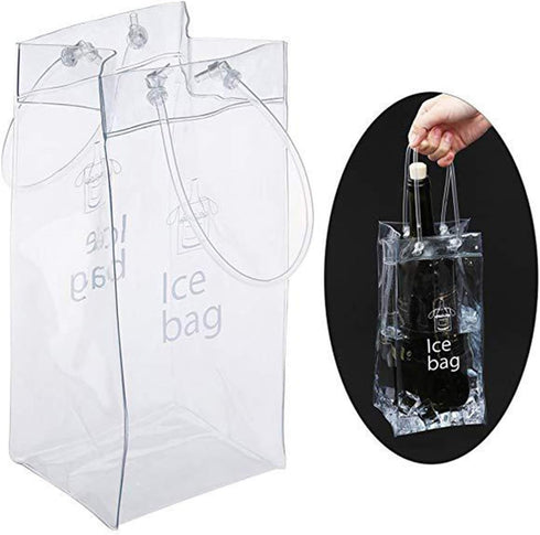 Ice Wine Bag Portable Collapsible Clear Wine Pouch Cooler with Handle for Party, Outdoor, Champagne, Cold Beer, 3 Pack