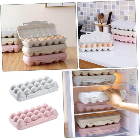SOLUSTRE 2PCS Egg Container 18 Egg Container Egg Holder Stackable PP Egg Tray With Lid Egg Holder Storage Tray Egg Storage Container for Fridge Kitchen Home by SOLUSTRE