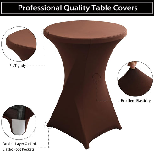 2 Pack 32x43 Inch Cocktail Table Covers - Spandex Round High Top Tablecloth - - Coffee Stretch Fitted Highboy Table