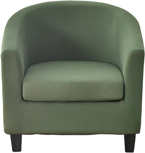 CRFATOP 2 Piece Club Chair Slipcover Stretch Barrel Chair Covers Solid Tub