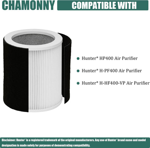 H-HF400-VP Filter Replacement for Hunter H-HF400-VP, H-PF400, 2 True HEPA Filters + 8 Pre-Carbon Filters
