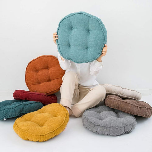 18 inch (Lakeblue,18" 18") vctops Soft Chair Pads Diameter Super Comfy Thicken Solid Color Round Seat Cushion