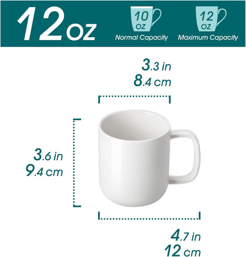 Set, 12 oz Set 6, vancasso Porcelain Coffee Mugs Ceramic Coffee Cups for Latte Hot Tea Cappuccino Cocoa Milk Cups