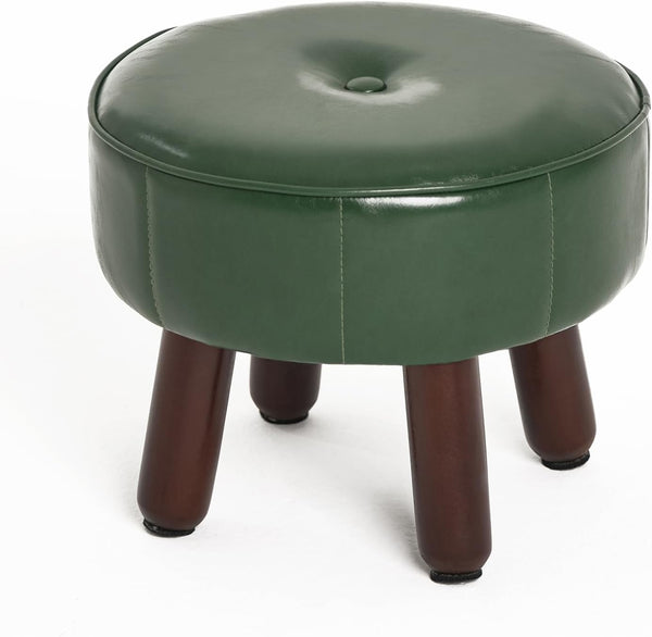 oakvivo 13in Small Foot Stool Ottoman, Round Faux Leather Foot Rest for
