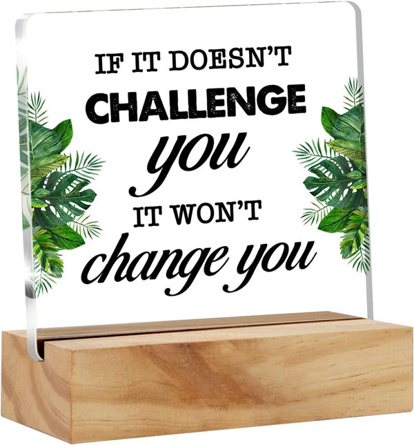 Uplifting Fitness Desk Decor, Motivational Workout Acrylic Desk Sign, 4.7"x4.7" Gym Buddy Gift for Home Gym Shelf