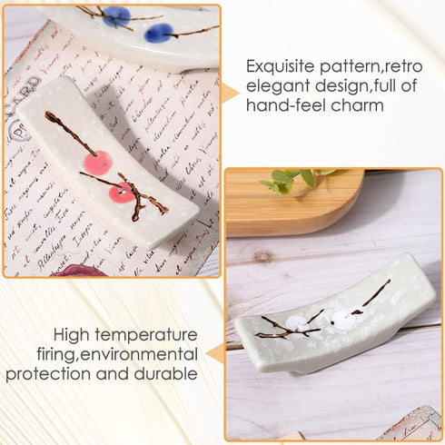 CRASPIRE 4Pcs Japanese Chopstick Holder - Flower Blossom Porcelain Rest for Countertop Tableware Home Ornaments
