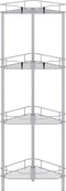 HuggieGems 4 Tier Floor Standing Corner Shower Caddy Organizer Shelf with Hooks, Bathroom