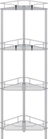 HuggieGems 4 Tier Floor Standing Corner Shower Caddy Organizer Shelf with Hooks, Bathroom
