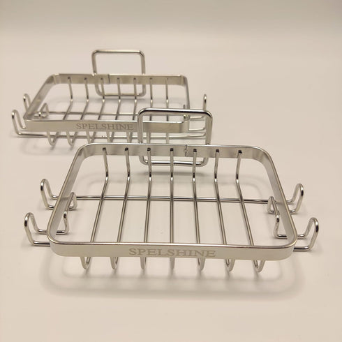 White Silver Soap Dish for Shower, 2 Pack Suction Cup Square Holder - 304 Stainless Steel Soap Saver