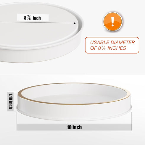 HGF Bathroom Vantiy Tray, 10 Inch Lightweight Metal Round Decorative Tray for Kitchen Counter Sink Countertop Organizer, Perfume Candle Vanity Trays for Bathroom Decor, White Brushed Gold