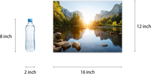 National Park Canvas Wall Art, Mountain Nature Landscape Painting, Framed Home Decor for Living Room Bedroom (12x16
