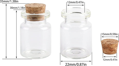 24pcs Mini Glass Bottles with Cork Stoppers 5ml DIY Art Crafts Storage Container,Tiny Glass Vials Cork for Wedding Decoration,Small Glass Corks Jars Party Favor