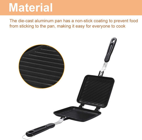 Double-Sided Frying Pan, Non-Stick Sandwich Maker, Grilled Sandwich and Panini Maker, Waffle Pancake Griddle Pan